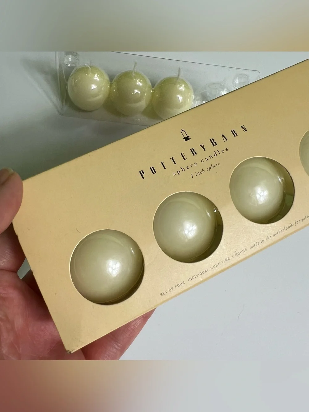 Pottery Barn Sphere Candles Ivory 1 Inch Decorative Ball Candles NIB